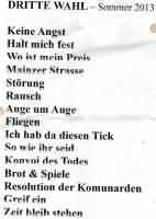 Setlist Dritte Wahl