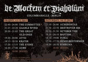 De Mortem Et Diabolum 2017 - Running Order 