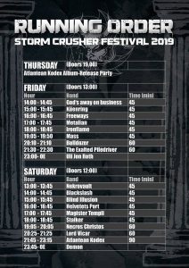 Storm Crusher 2019 Running Order