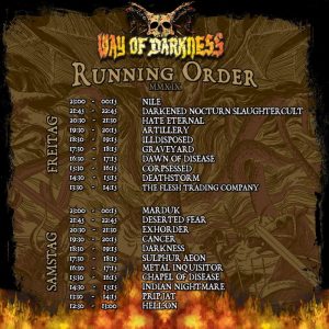 Way of Darkness 2019 - Running Order