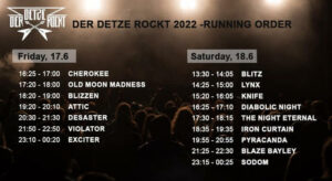 Der Detze rockt 2022 - Running Order