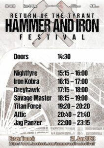 Hammer And Iron Festival 2023 - Running Order