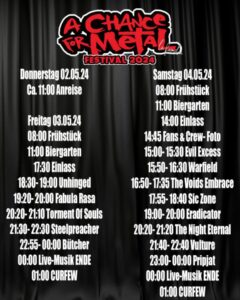 A Chance For Metal Festival 2024 Running Order