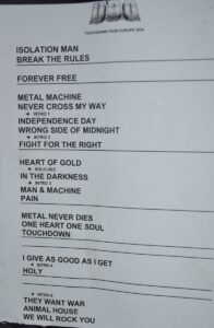 Setlist U.D.O.