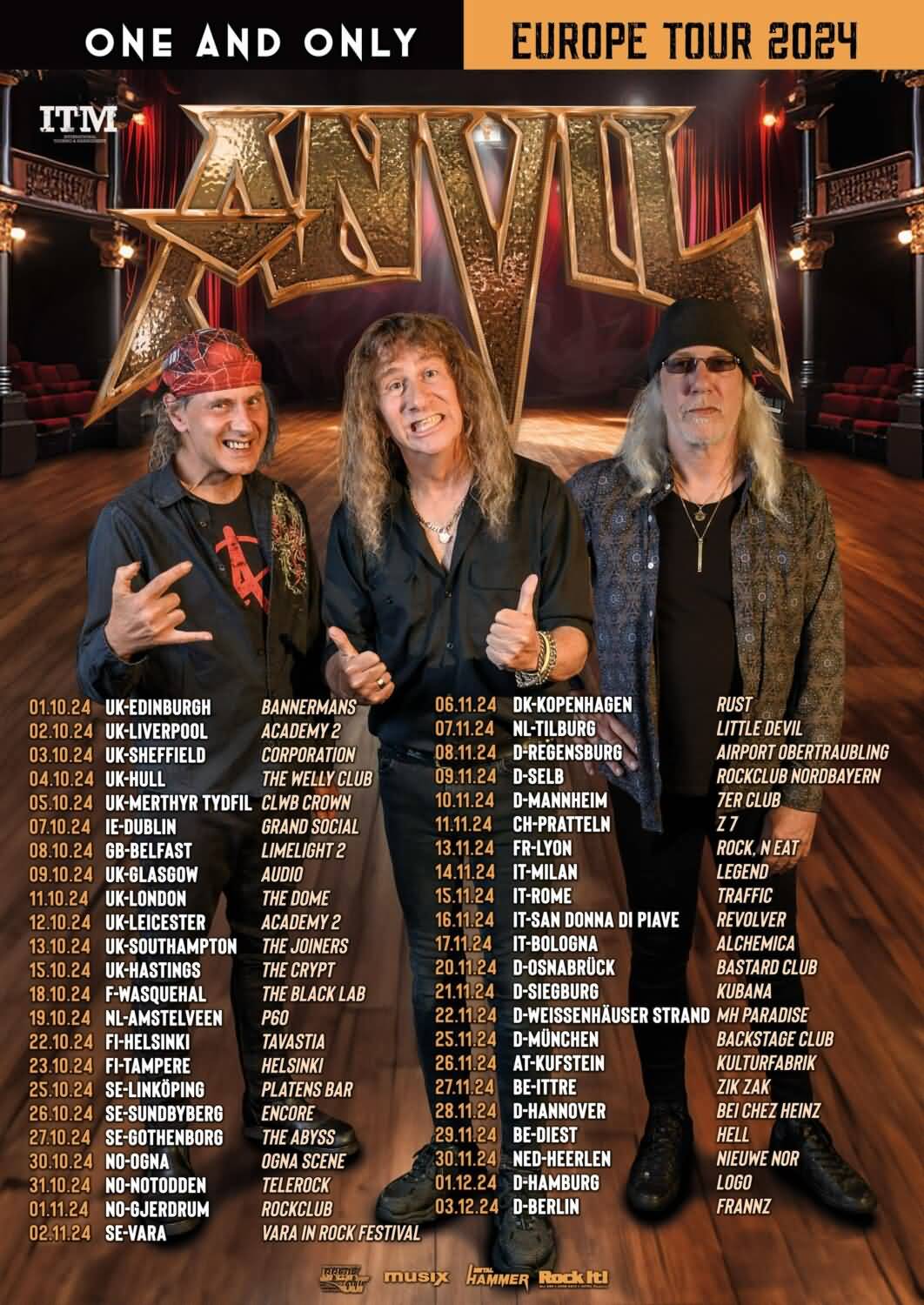 Anvil / One And Only European Tour 2024